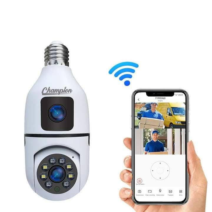 চ্যাম্পিয়ন ডুয়েল লেন্স ওয়াইফাই বাল্ব ক্যামেরা। ১ বছরের ওয়ারেন্টি